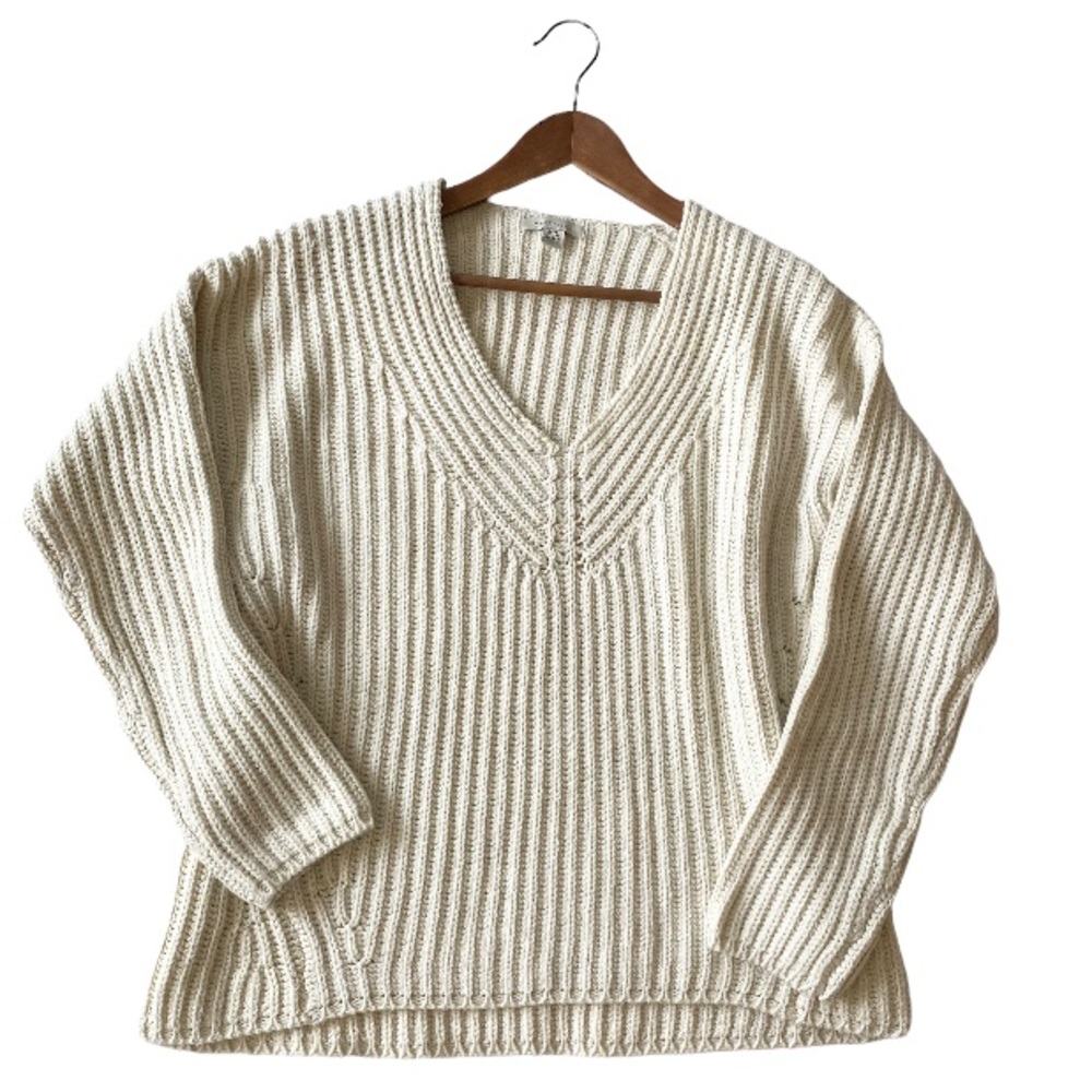 Cozy Casual Oversized Ribbed V-Neck Sweater